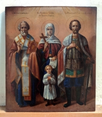 Russian Icon - 4 Saints: St. Nicholas the Wonderworker of Myra, Sts. Martyrs Cyricus and Julitta &amp; St. Grand Prince Alexander Nevsky