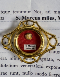 1990 Vatican documented reliquary theca with relic of St. Mark of Rome, Soldier &amp; Martyr