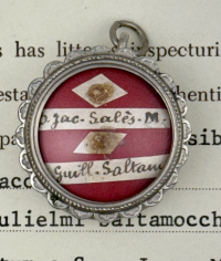 Documented theca with relics of Jesuit Blessed Martyrs: Jacques Salès &amp; Guillaume (William) Saultemouche